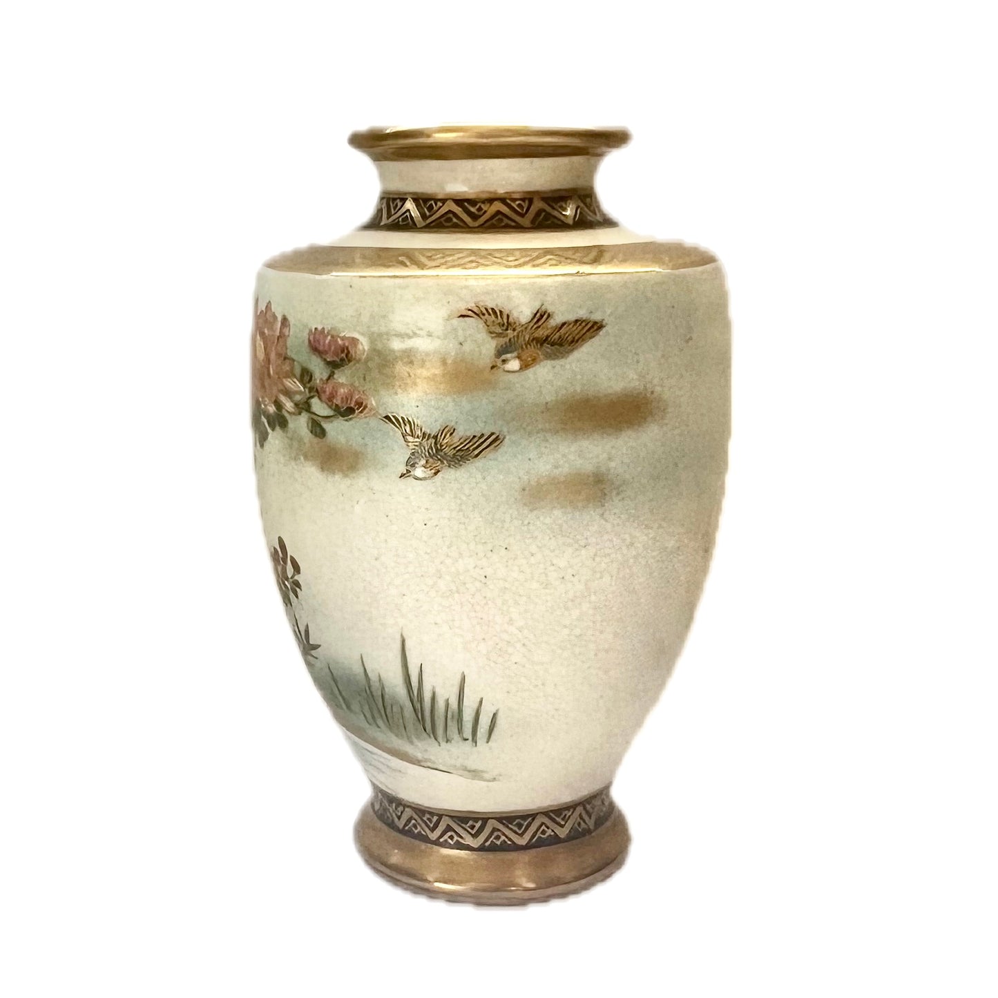 Pair of antique Satsuma porcelain vases circa Meiji period, mid to late 19th century
