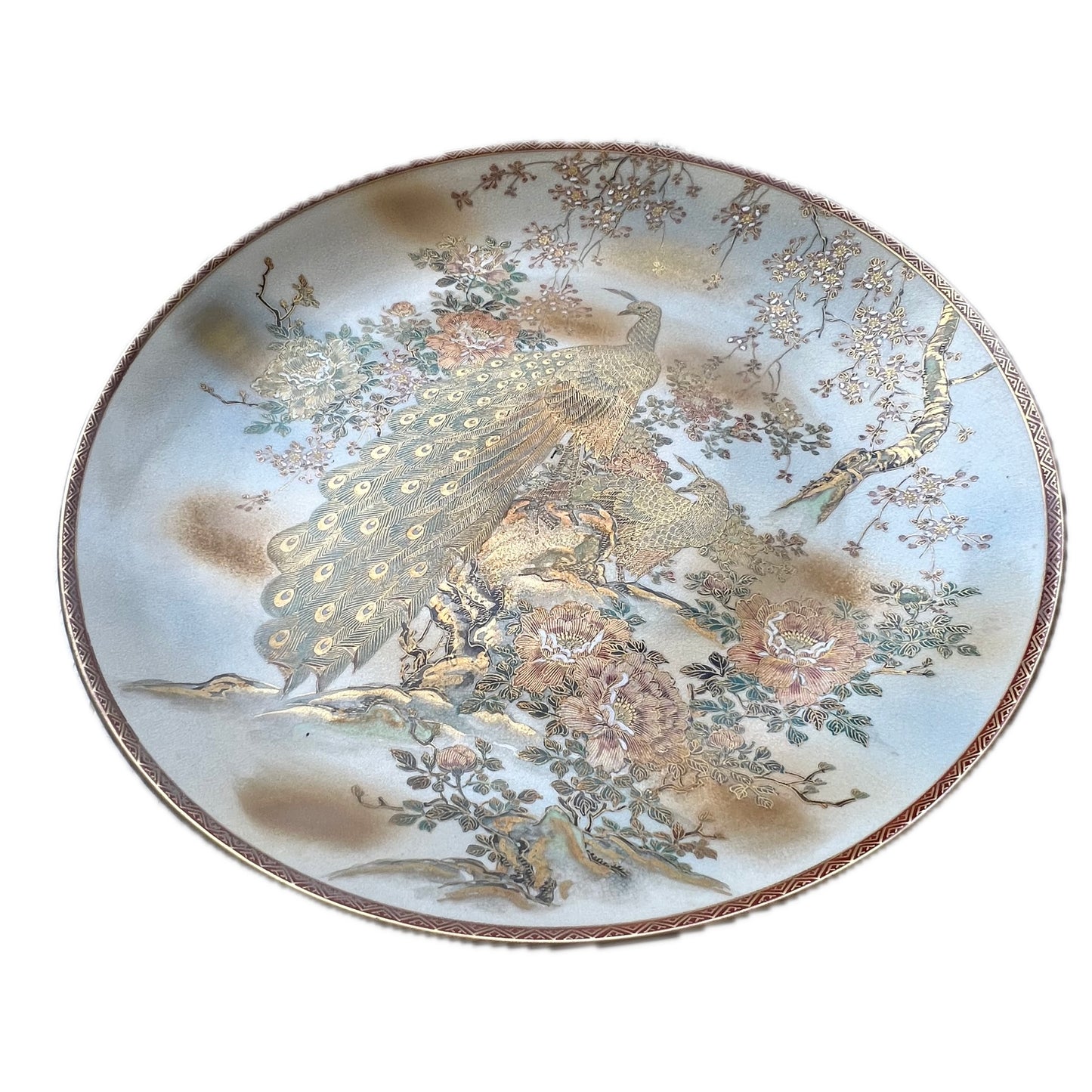 Monumental antique Japanese Satsuma porcelain charger circa late Meiji to early Taisho period