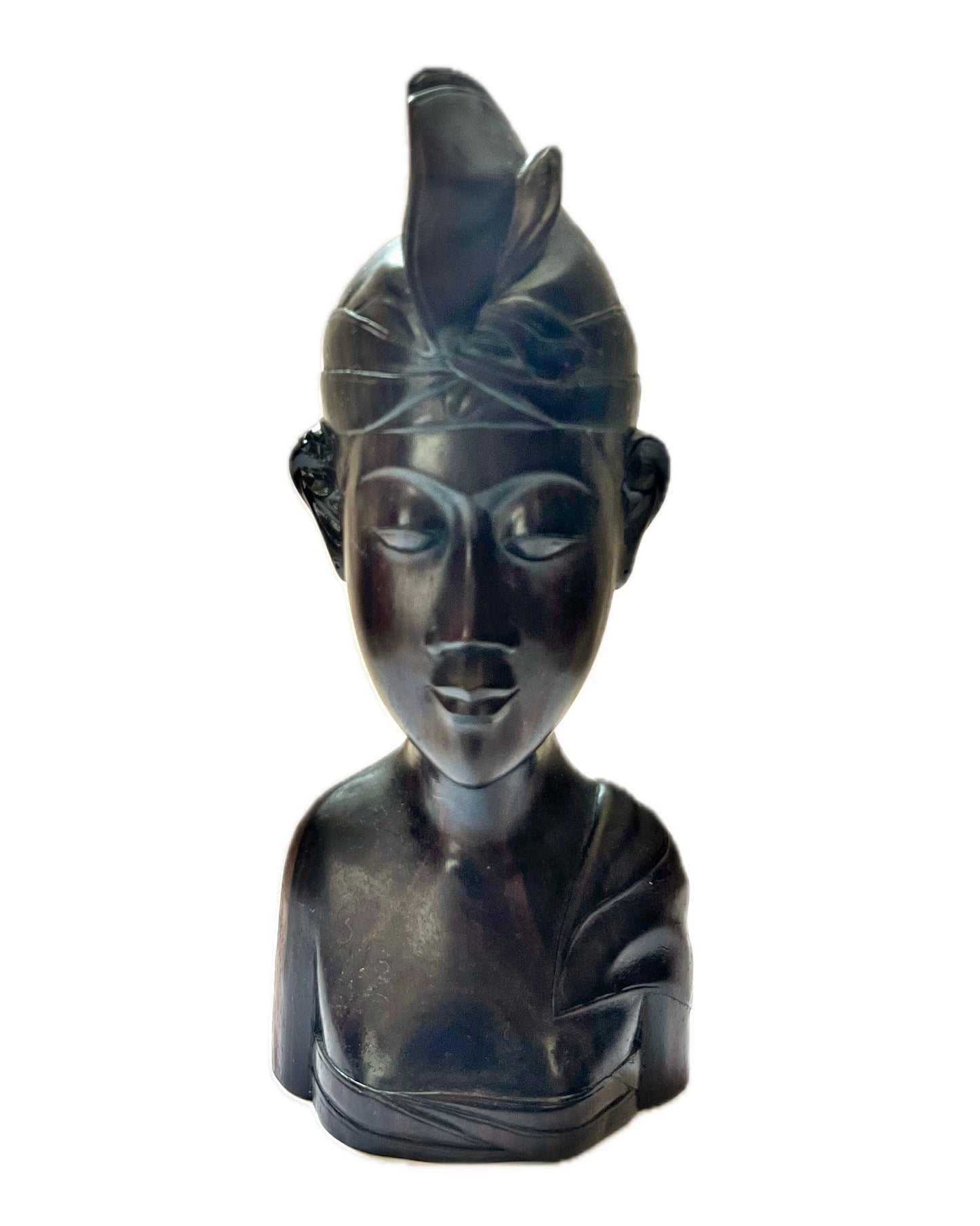 Vintage Balinese old teak carved bust of a gentleman, carved in Batubalan circa early to mid 20th century,