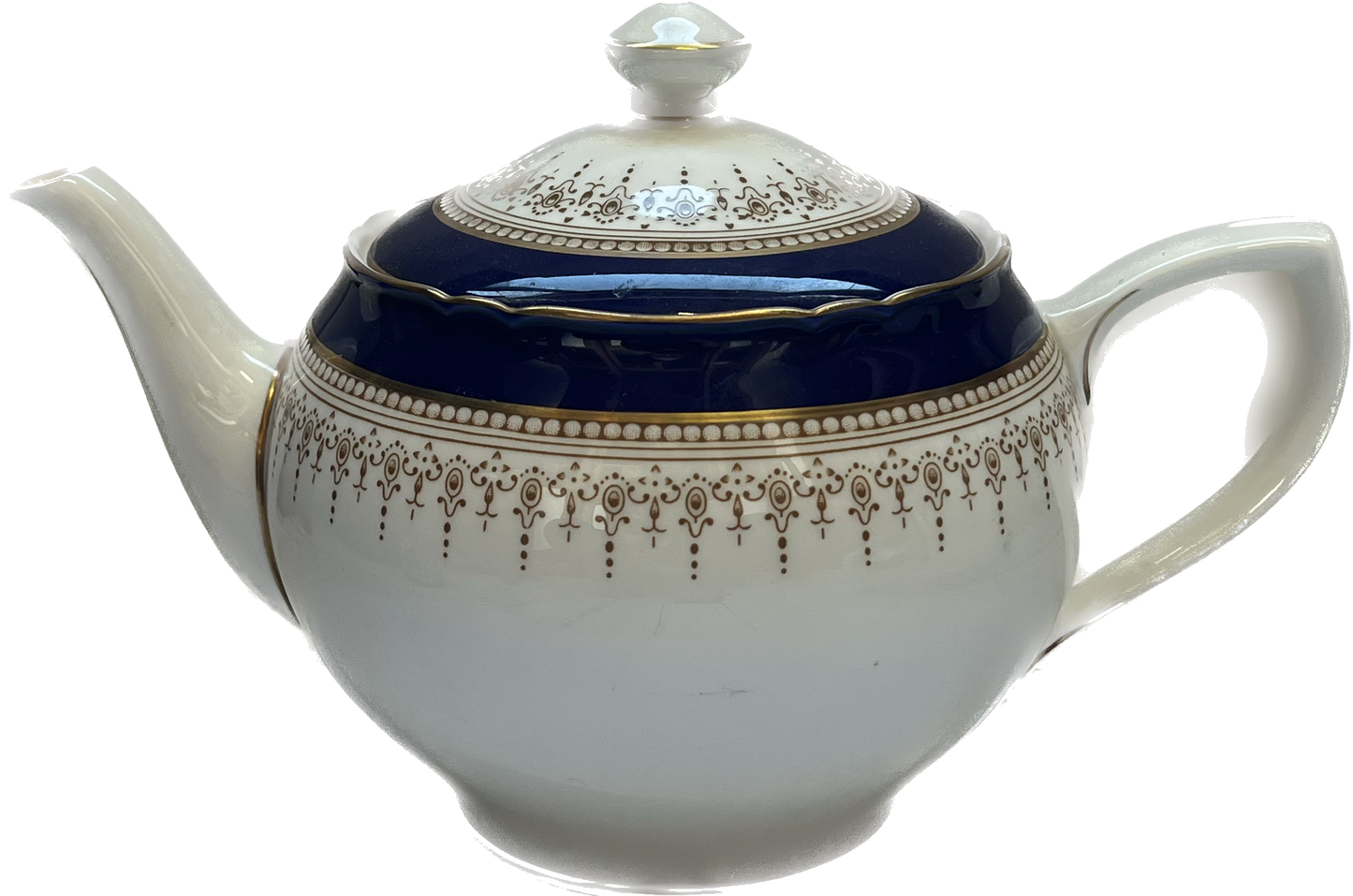 Lovely Vintage Royal Worcester Teapot in Regency Blue, Cobalt and Gilt Discontinued Pattern