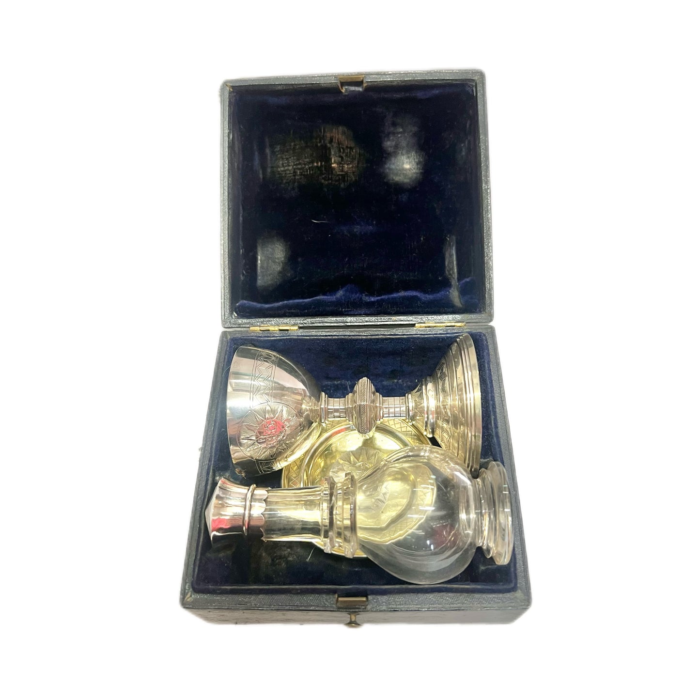 High Victorian gilt and sterling silver travelling communion set