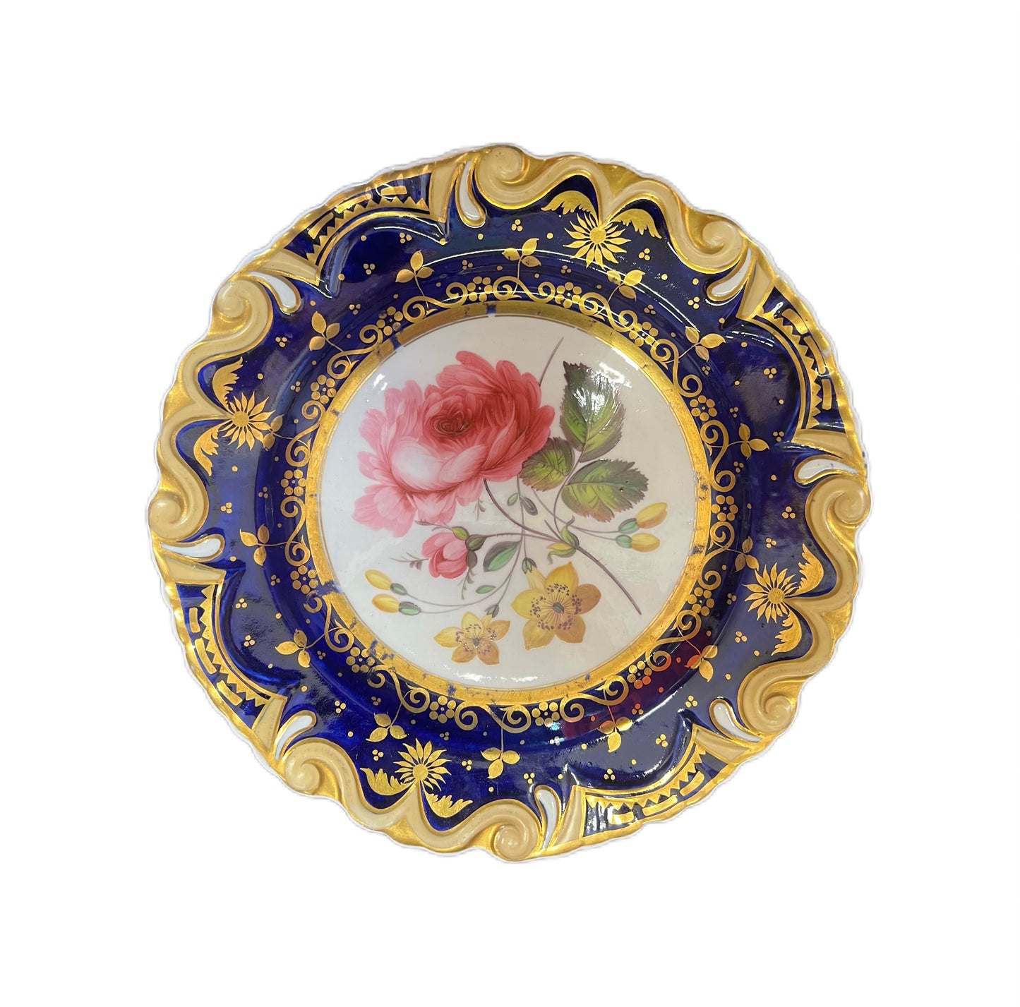 Antique 19th century Machin “Moustache” rose and daffodil plate