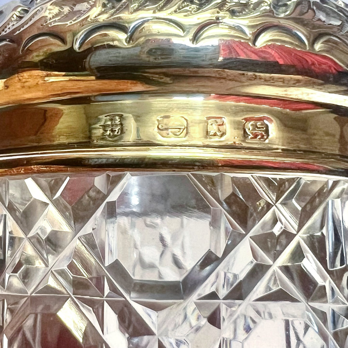 Late Victorian sterling silver and cut glass toiletry jar