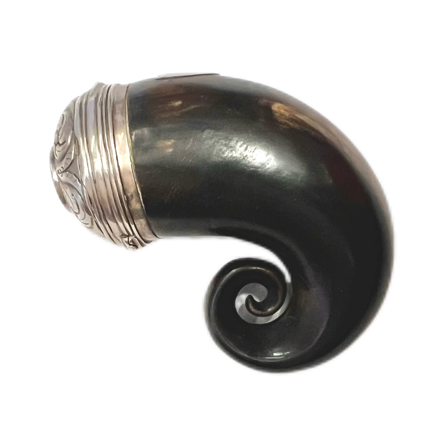 19th century High Victorian sterling silver and cairngorm amethyst snuff mull