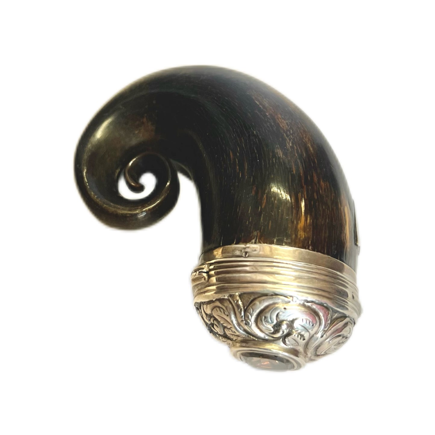 19th century High Victorian sterling silver and cairngorm amethyst snuff mull