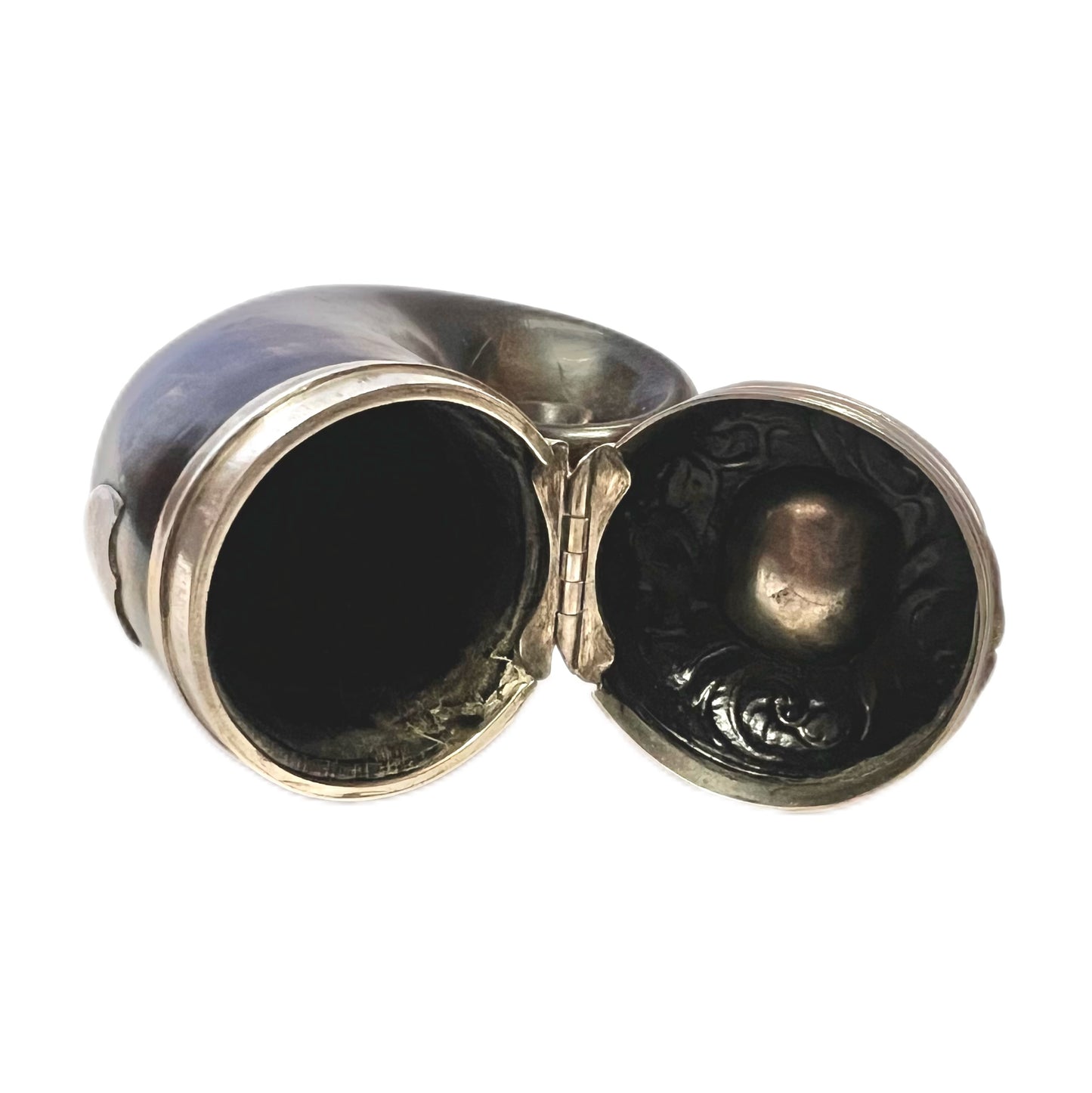 19th century High Victorian sterling silver and cairngorm amethyst snuff mull