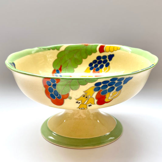 20 世纪 30 年代装饰艺术皇家道尔顿装饰艺术瓷器高脚杯/ 康波特杯，Caprice 图案