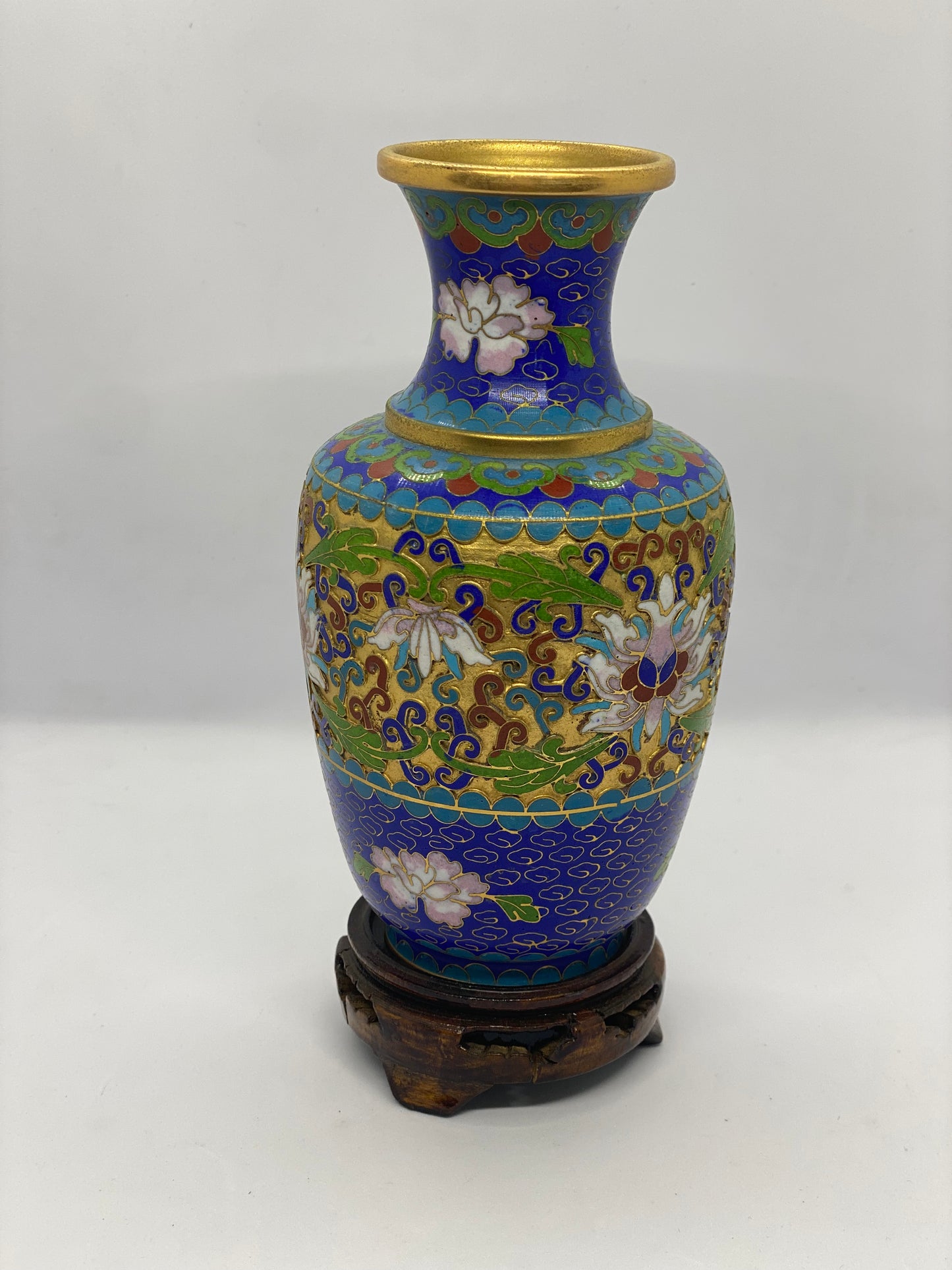 1053 中国 景泰藍 七宝 琺瑯 花瓶 2客 時代物 中国景泰蓝 1053 中国 景泰藍 七宝 琺瑯 花瓶 2客 時代物 中国景泰蓝