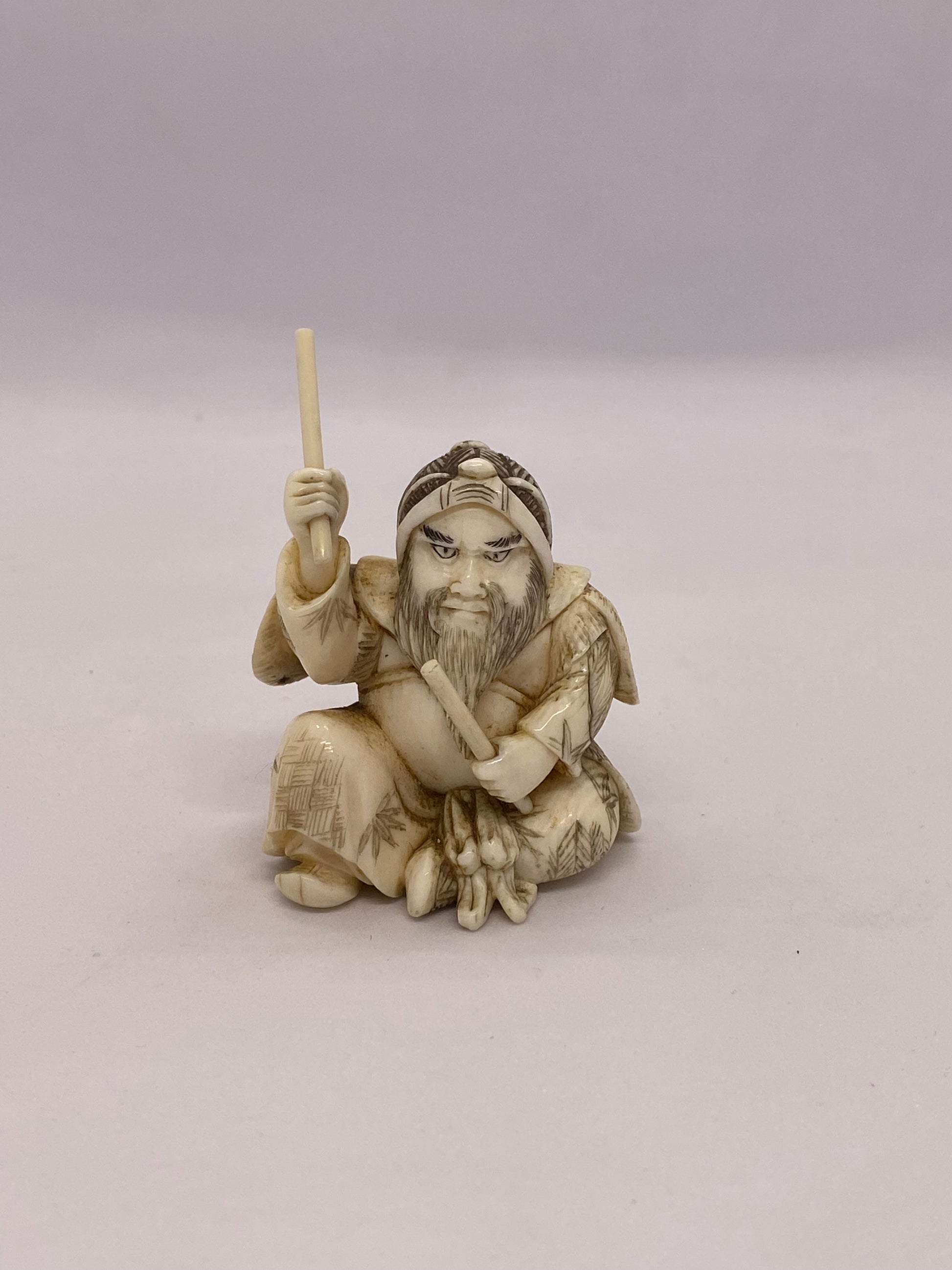 Antique Japanese Ivory Samurai Figure Netsuke, Signed by Tamayama ...