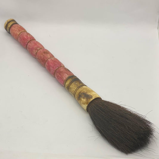 古董粉红色中国书法家毛笔，可能产于 19 世纪（不寻常的发现！）