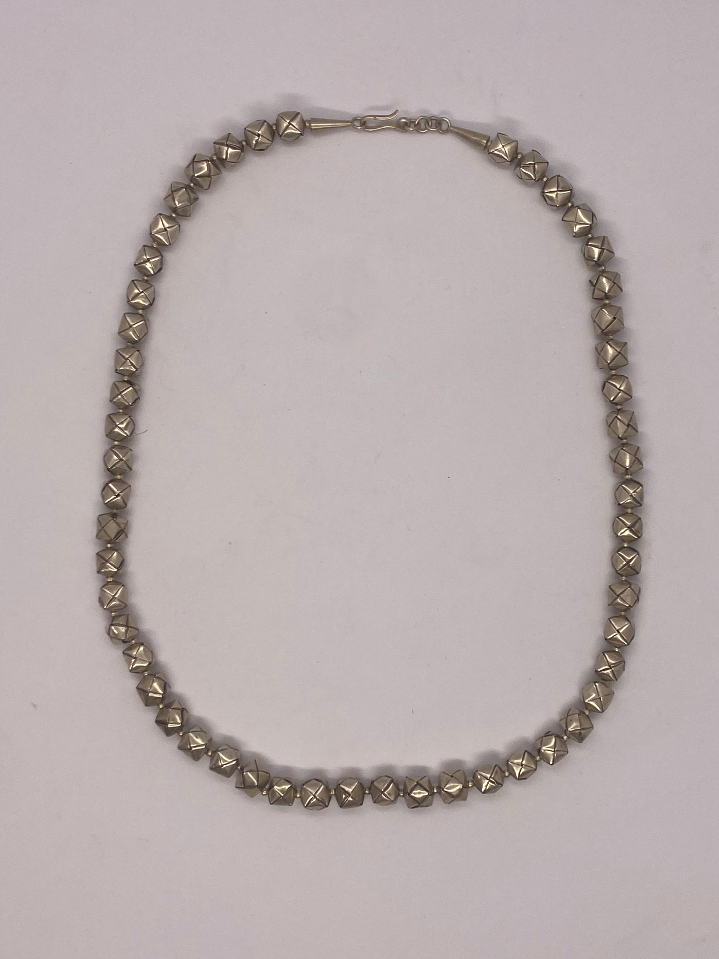 Vintage Asian 600 Silver Necklace with Origami-style Box Beads