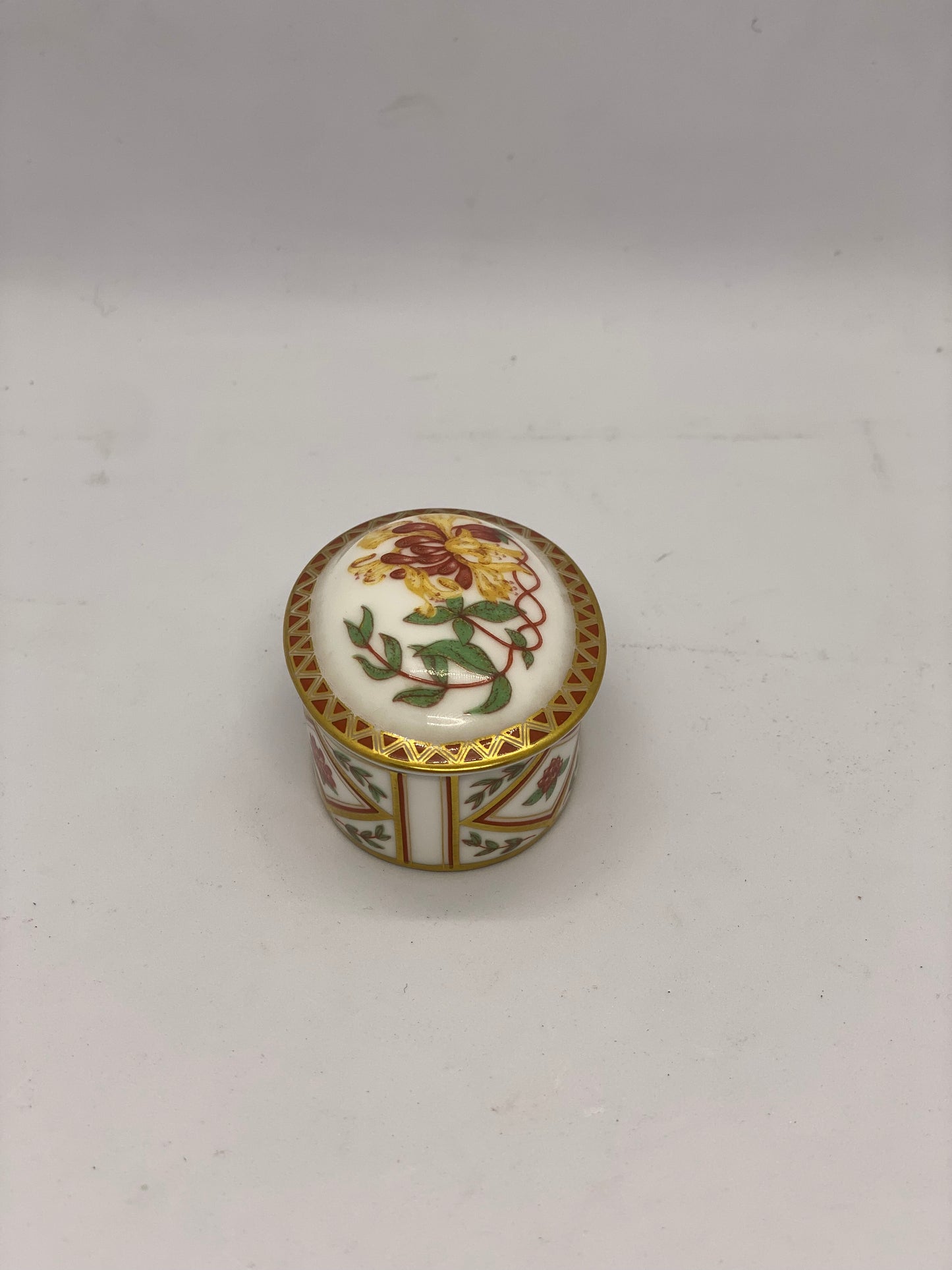 Vintage Royal Crown Derby Oval Royal Honeysuckle Pill Box / Trinket Pot