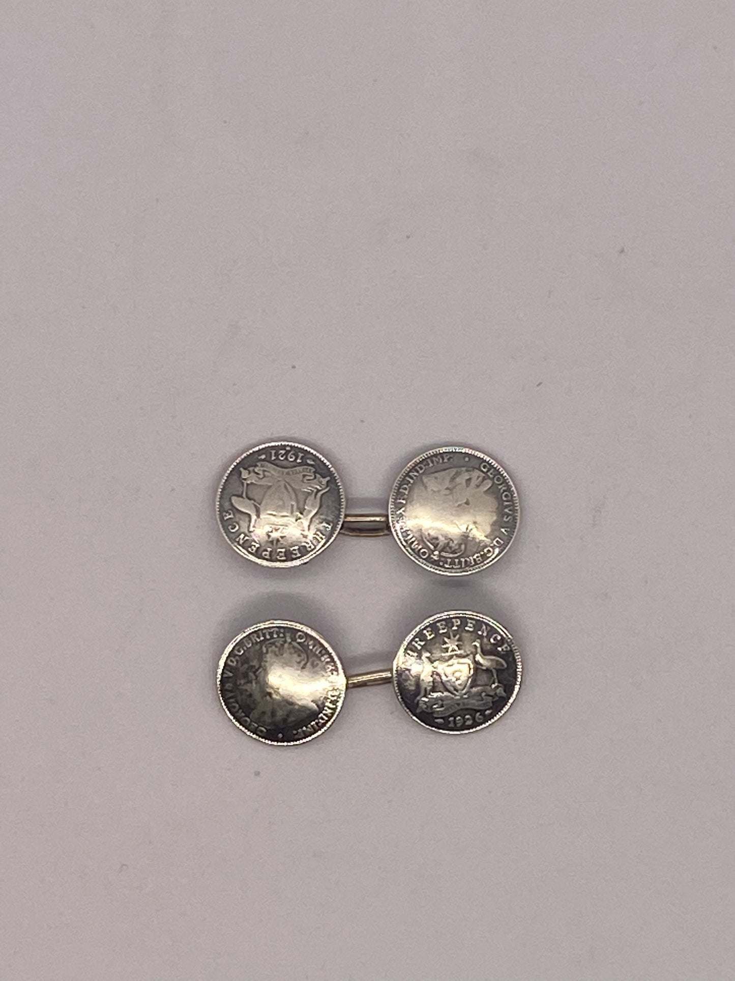 Vintage Near Antique Australian Three Pence Coin Cufflinks (925 Silver)