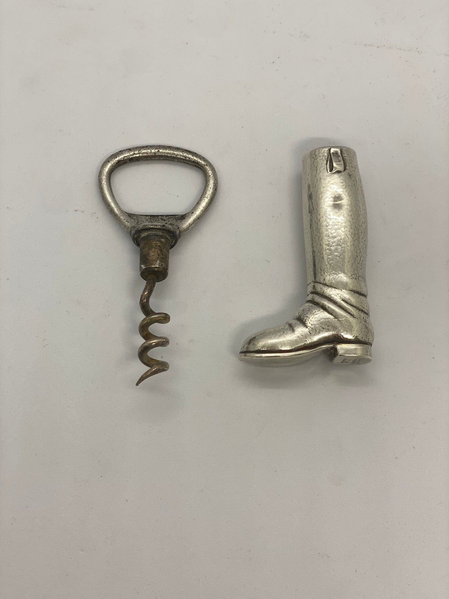 Sterling Silver Riding Boot Bottle Opener / Corkscrew by Important US Maker Blackinton Silversmiths