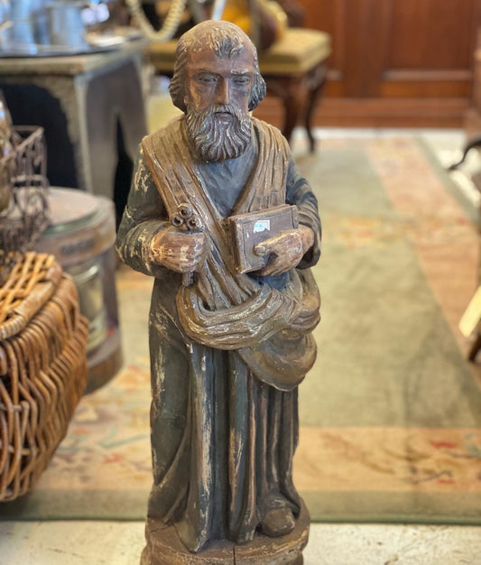 Antique Deaccessioned Museum Spanish Colonial Santo Statue of St. Peter