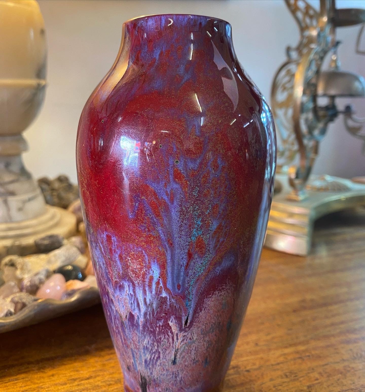 Stunning 1920s Art Deco Royal Doulton Flambé Sung Glazed Vase