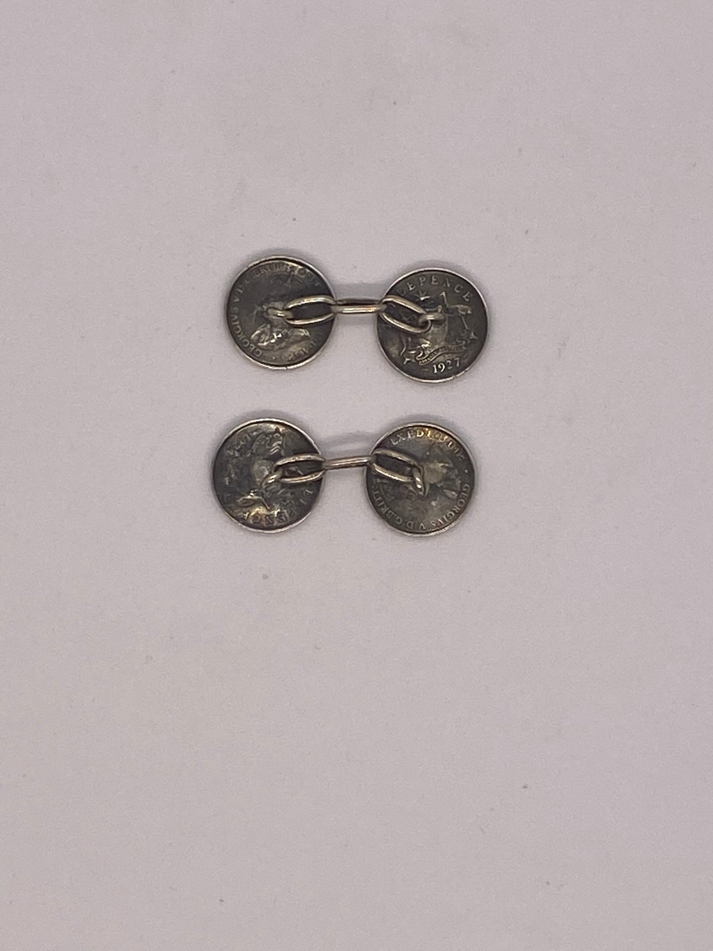 Vintage Near Antique Australian Three Pence Coin Cufflinks (925 Silver)