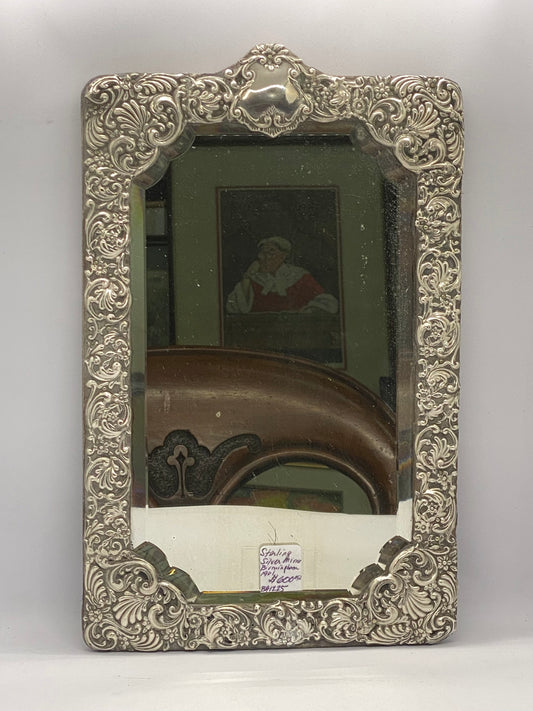 亨利·马修斯 (Henry Matthews) 制作的古董爱德华纯银镜，伯明翰，1901 年