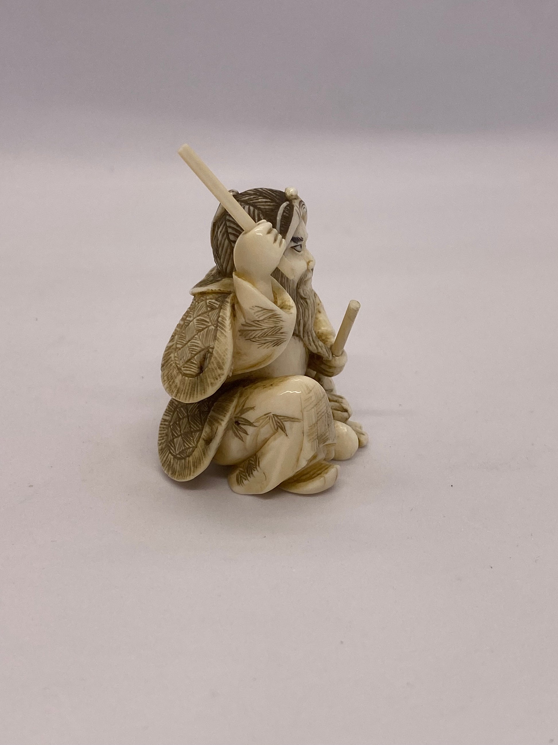 Antique Japanese Ivory Samurai Figure Netsuke, Signed by Tamayama ...