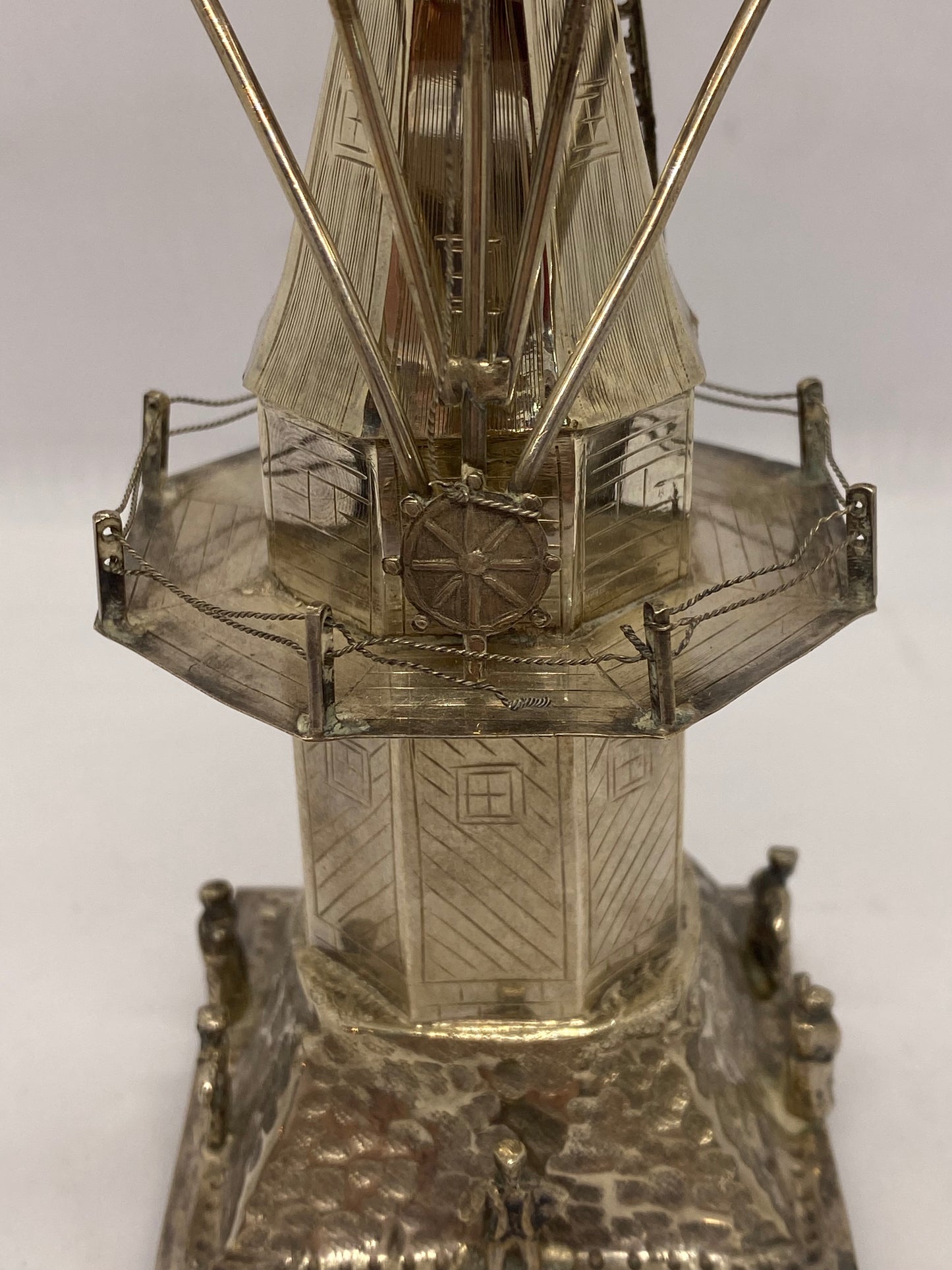 19th Century Dutch 835 Silver Figural Windmill and Spice Tower
