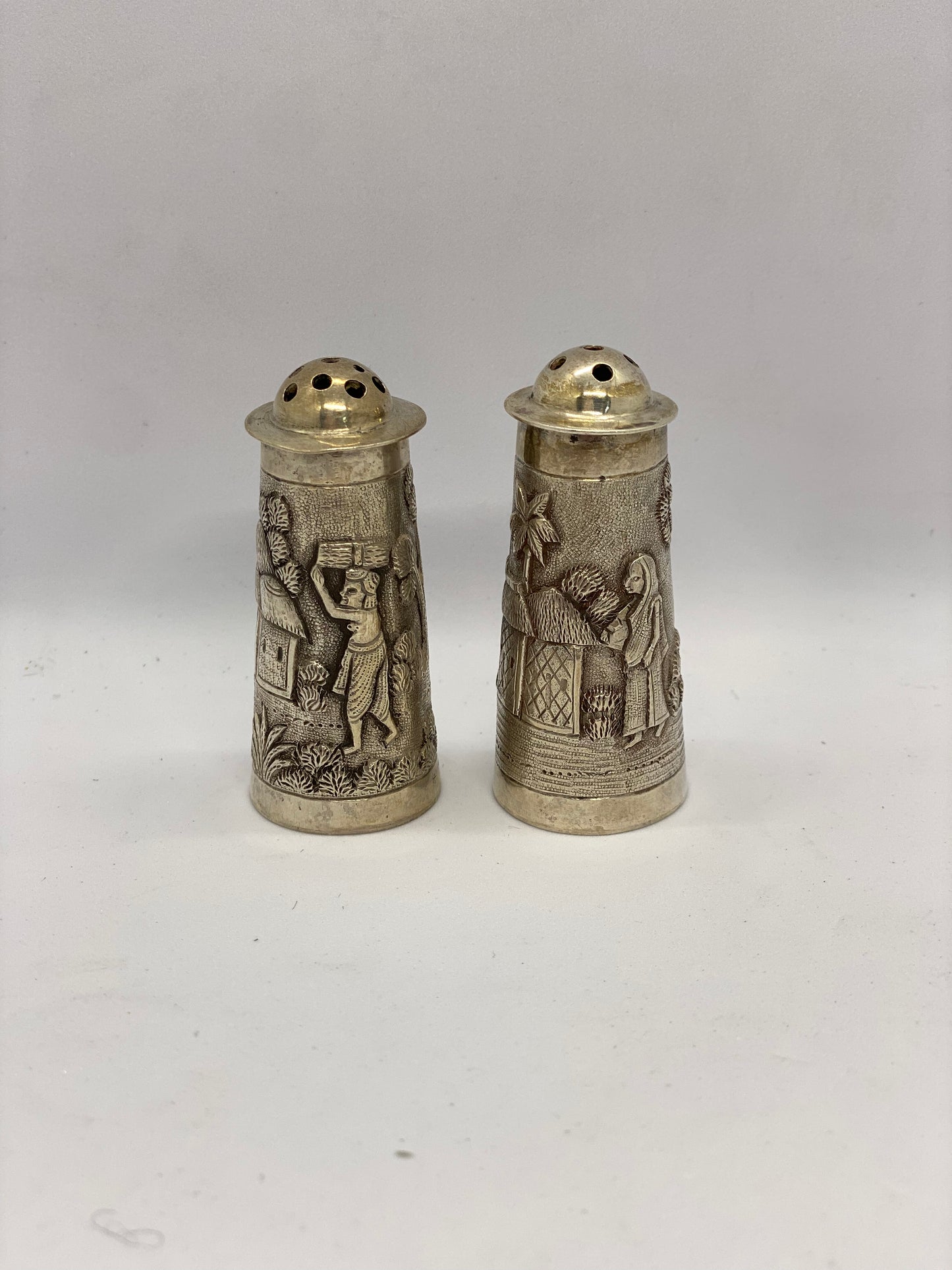 Antique Anglo-Indian Luck Now Salt & Pepper Shakers