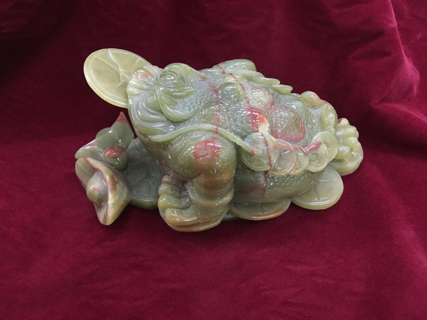 Exquisite Vintage Carved Jade Jin Chan Money Toad Statue