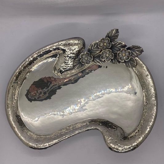 Overhead image of vintage silver bowl