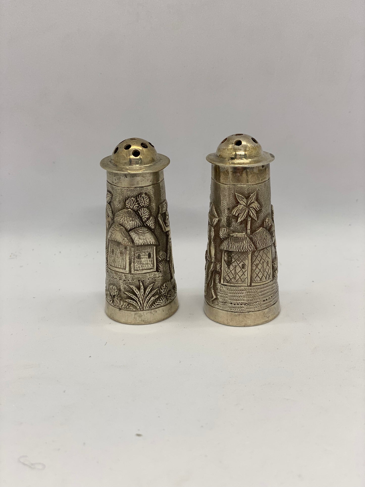 Antique Anglo-Indian Luck Now Salt & Pepper Shakers