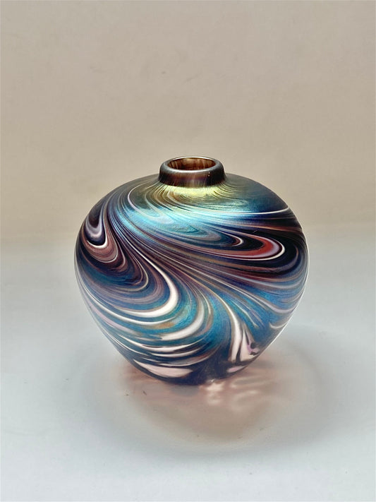 令人惊叹的复古 20 世纪晚期手工吹制艺术玻璃花瓶