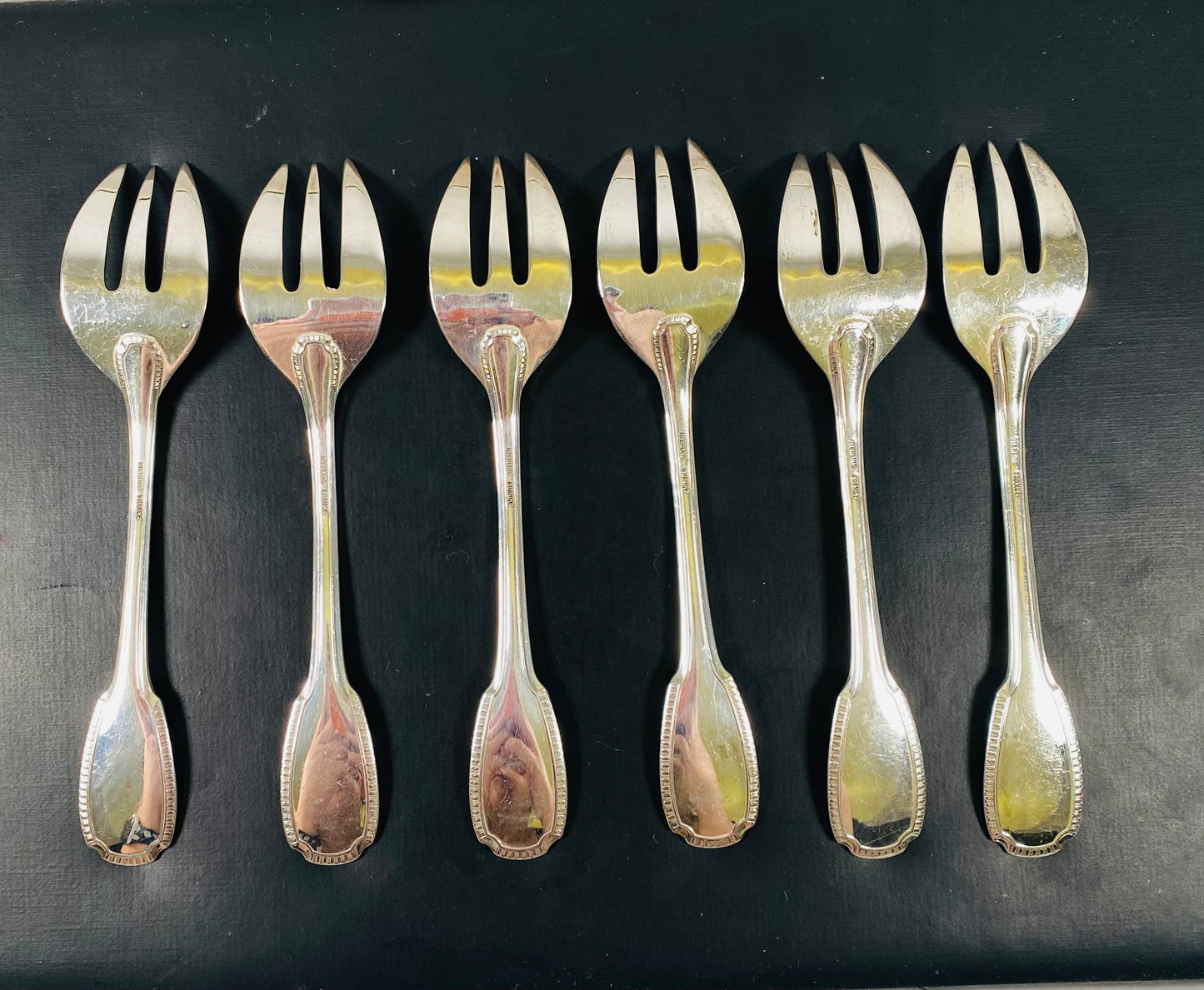 Set of 6 Cardeilhac / Christofle French .950 Oyster Forks, circa 1951-1983.