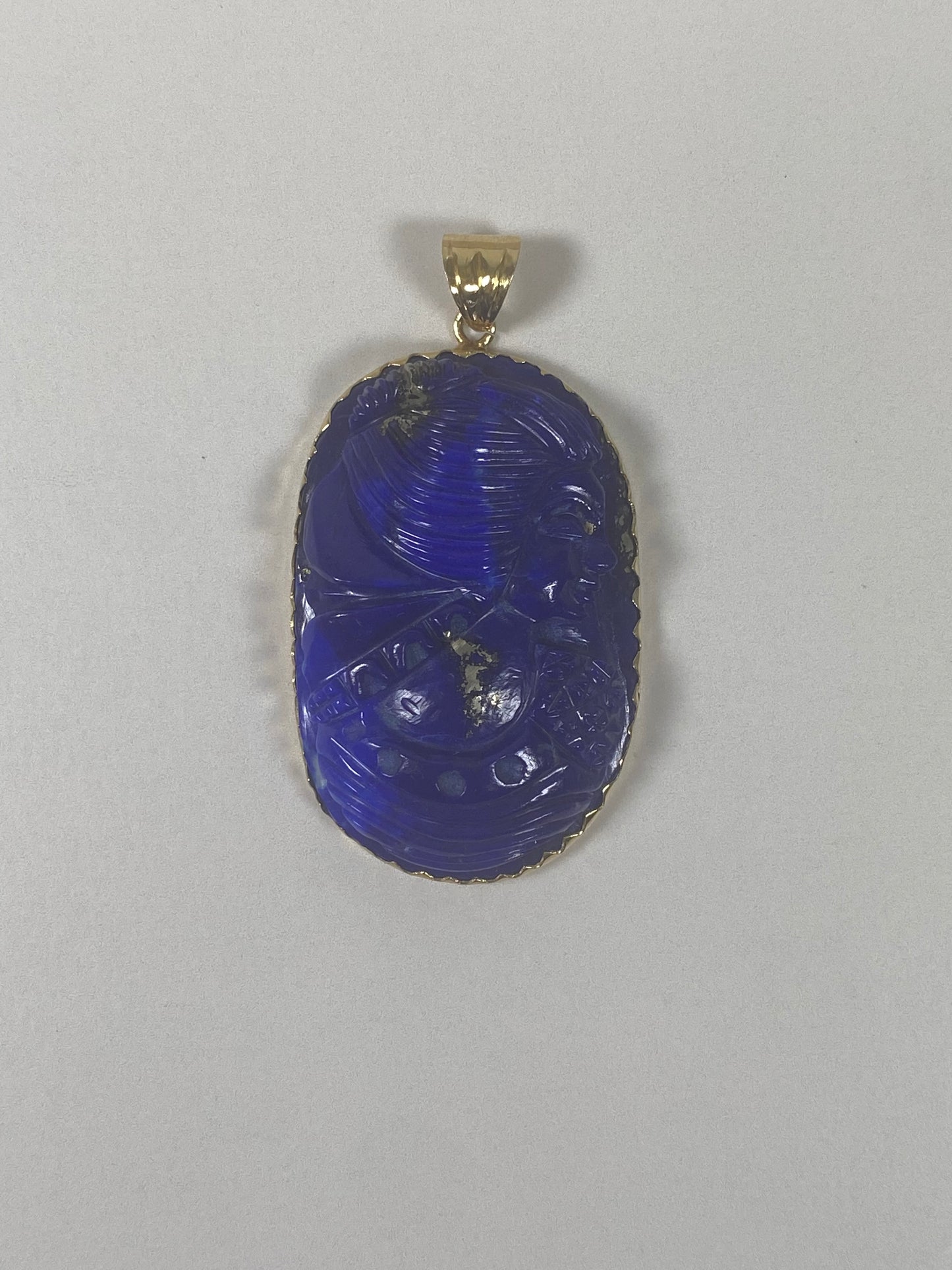 Vintage Lapis and 22ct Gold Pendant, Deco Revival Style