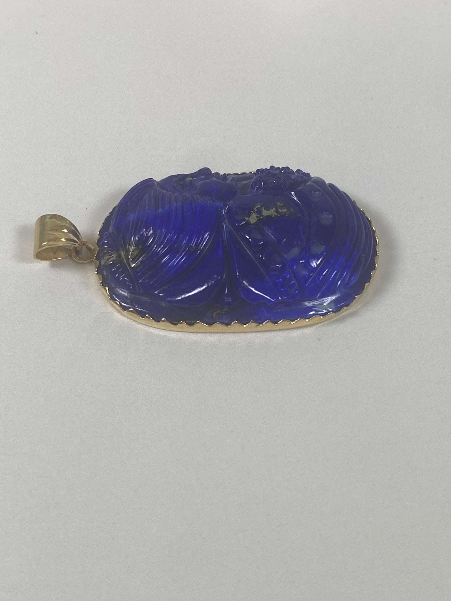 Vintage Lapis and 22ct Gold Pendant, Deco Revival Style