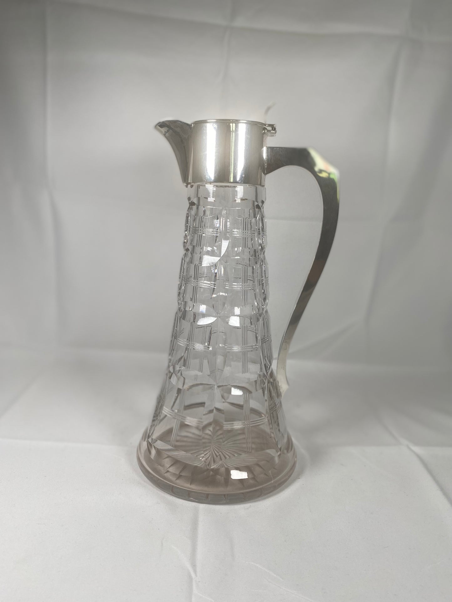 Antique Walker & Hall Crystal and Sterling Silver Claret Jug