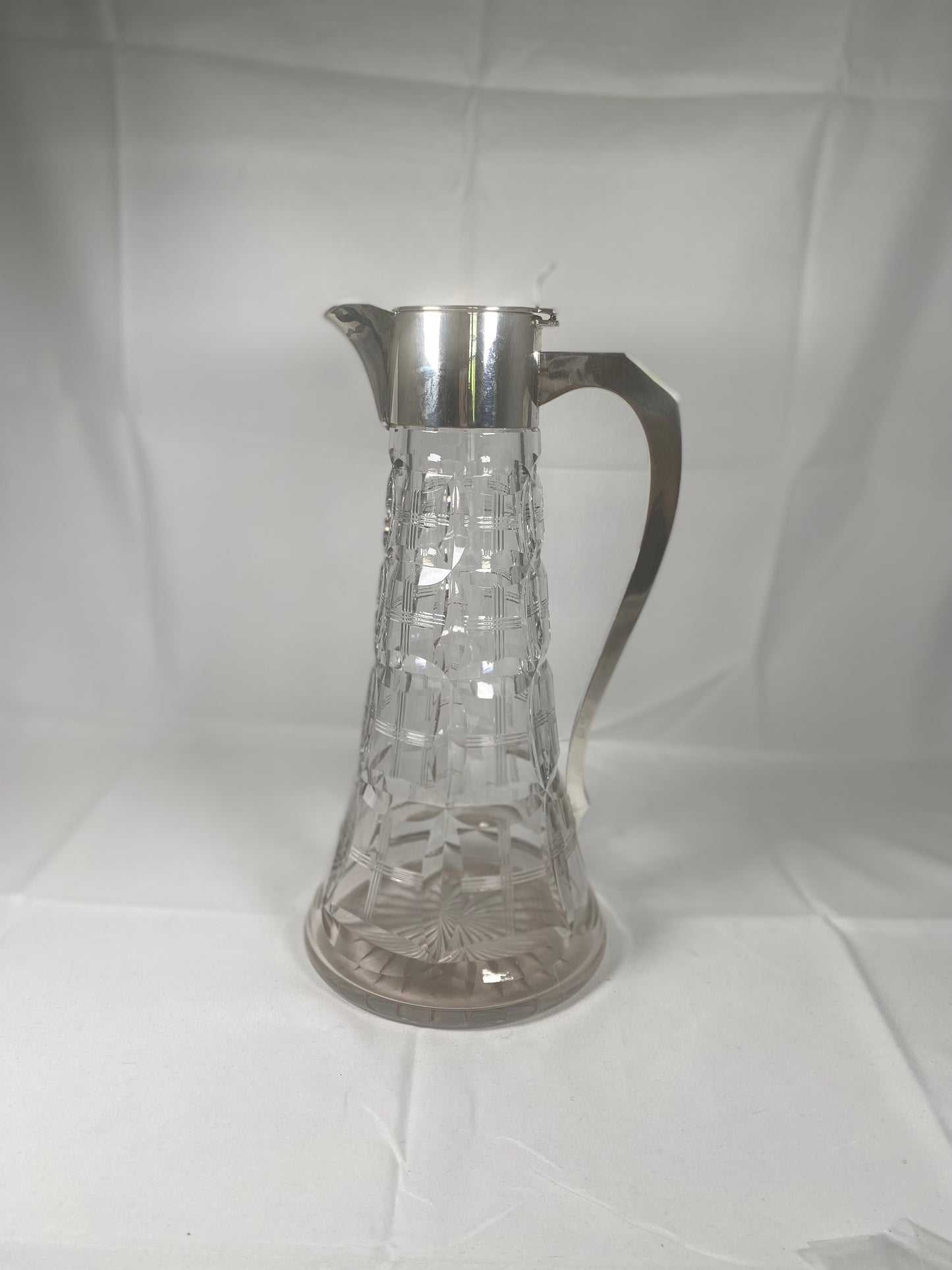 Antique Walker & Hall Crystal and Sterling Silver Claret Jug