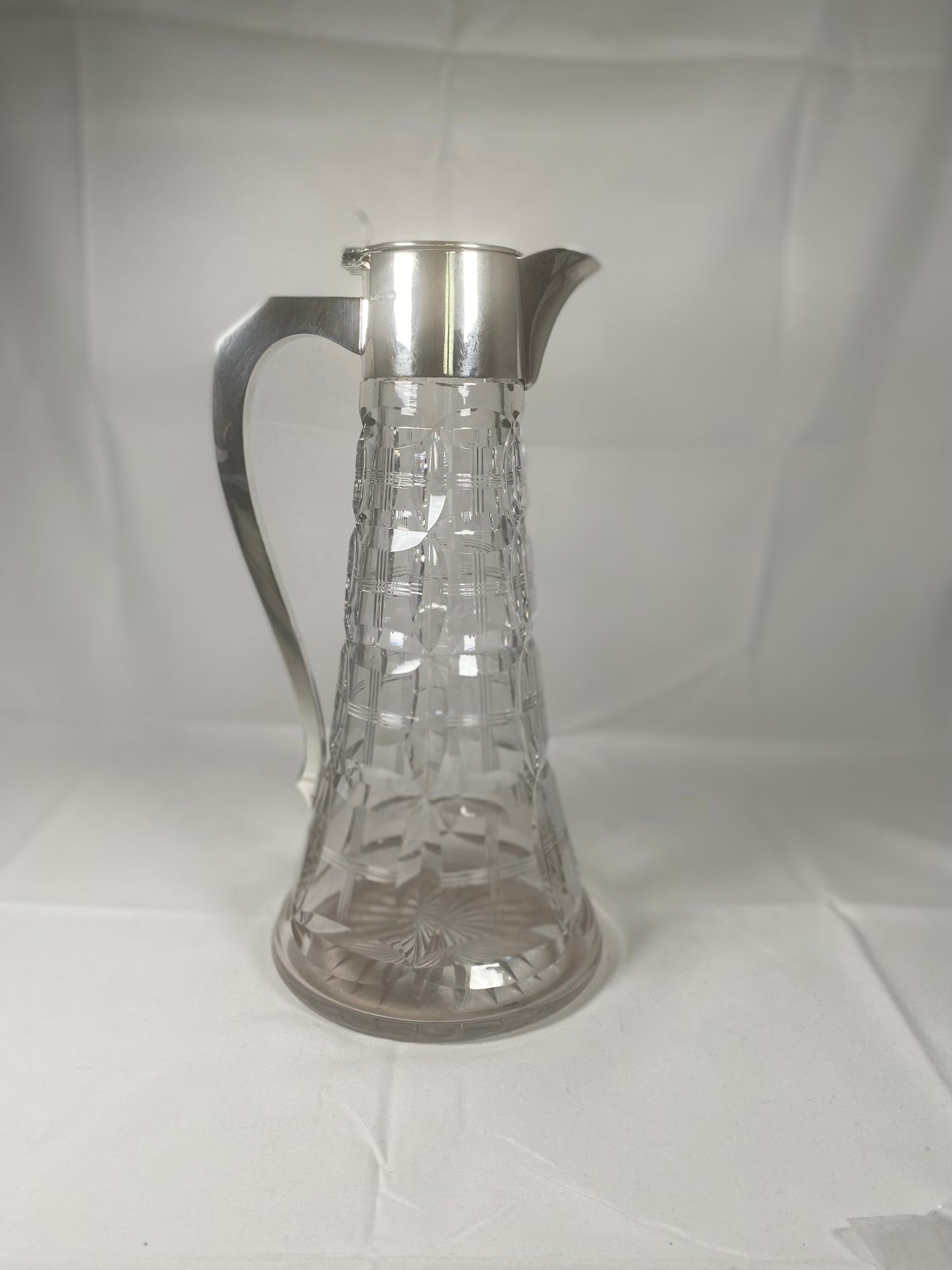 Antique Walker & Hall Crystal and Sterling Silver Claret Jug