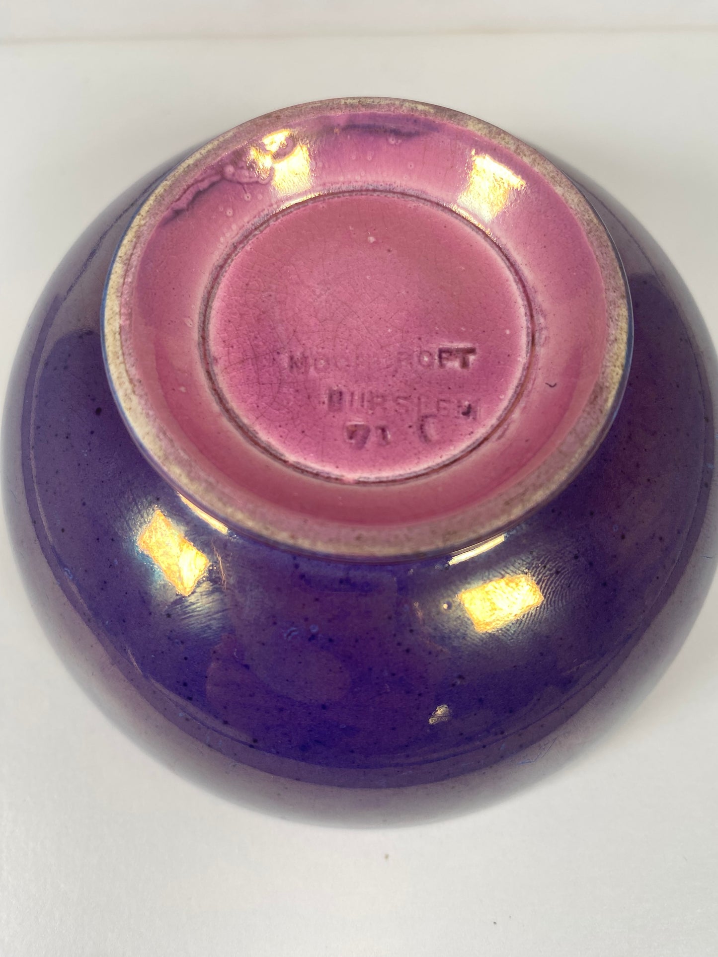 Art Deco Moorcroft purple lustreware bowl, associated with Liberty and Co