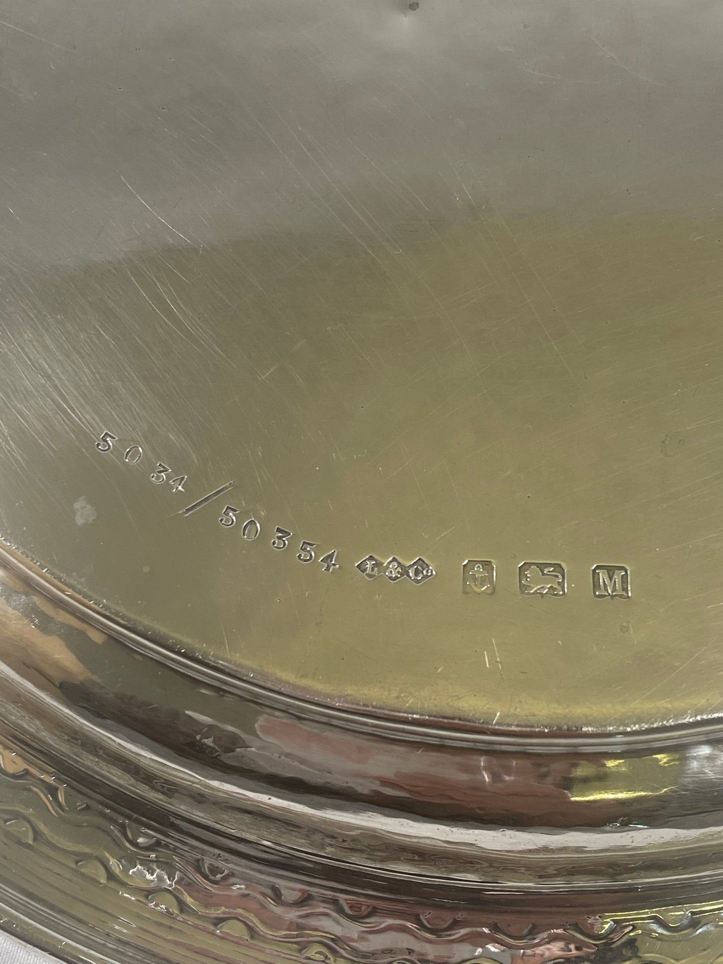 Vintage Near Antique Edward VIII/George VI Liberty of London sterling silver planished circular tray, Birmingham 1936