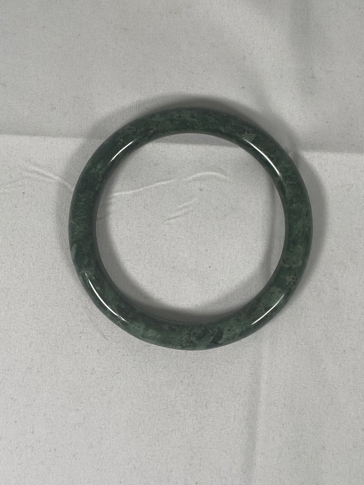 Vintage Chinese Green Stone Bangle, likely Green Moss Agate