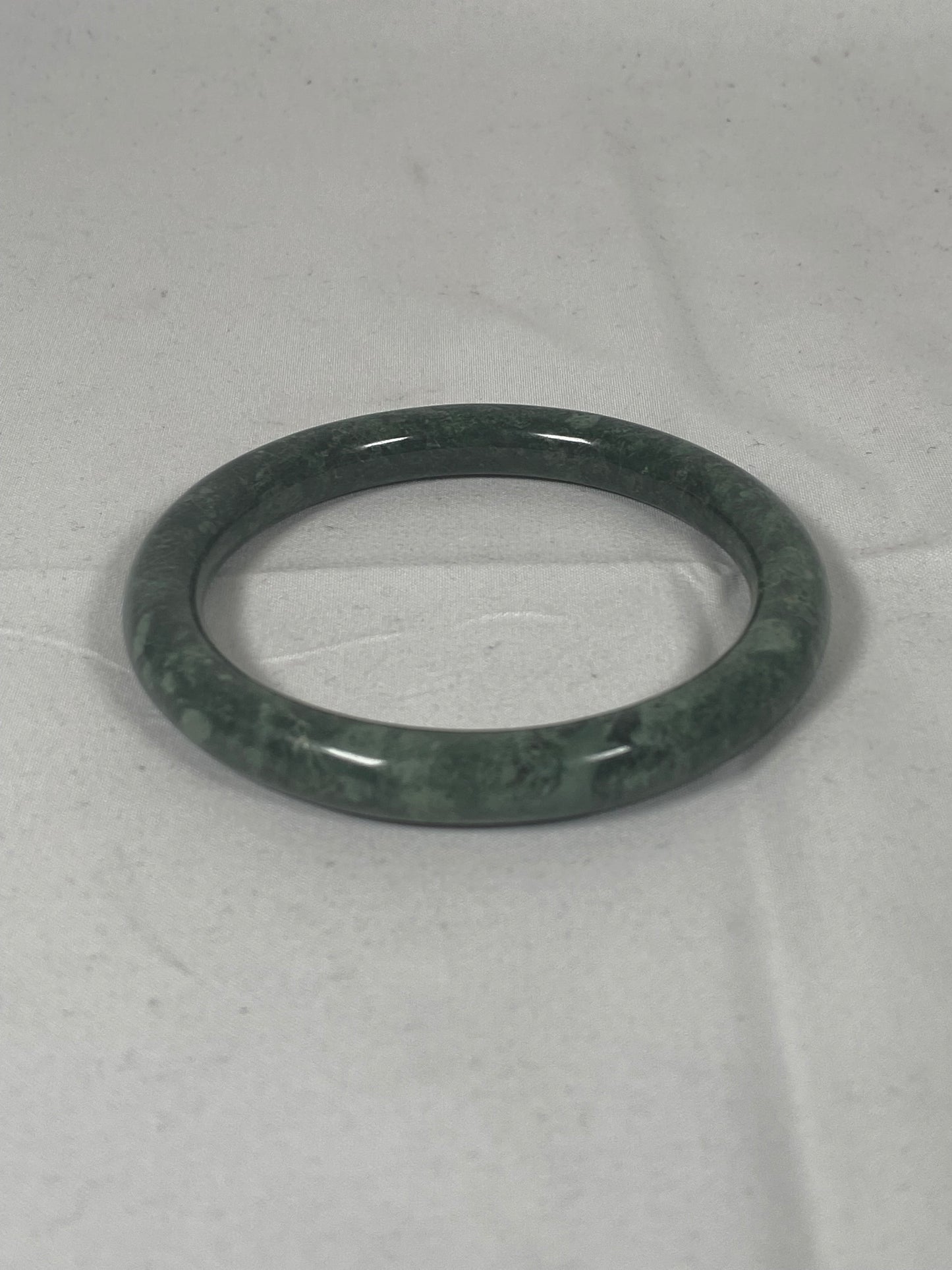 Vintage Chinese Green Stone Bangle, likely Green Moss Agate