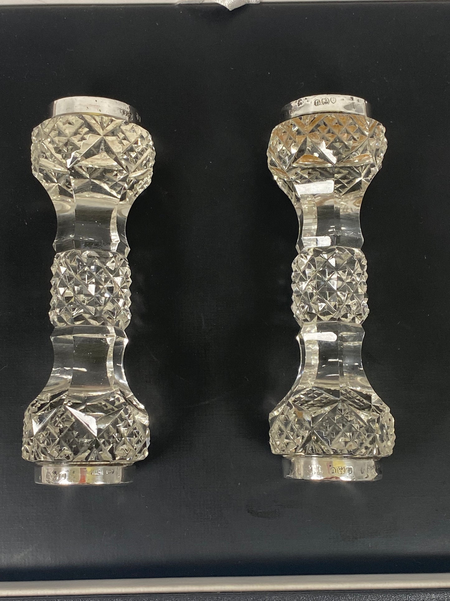 Edwardian Cut Crystal and Sterling SIlver Knife Rests