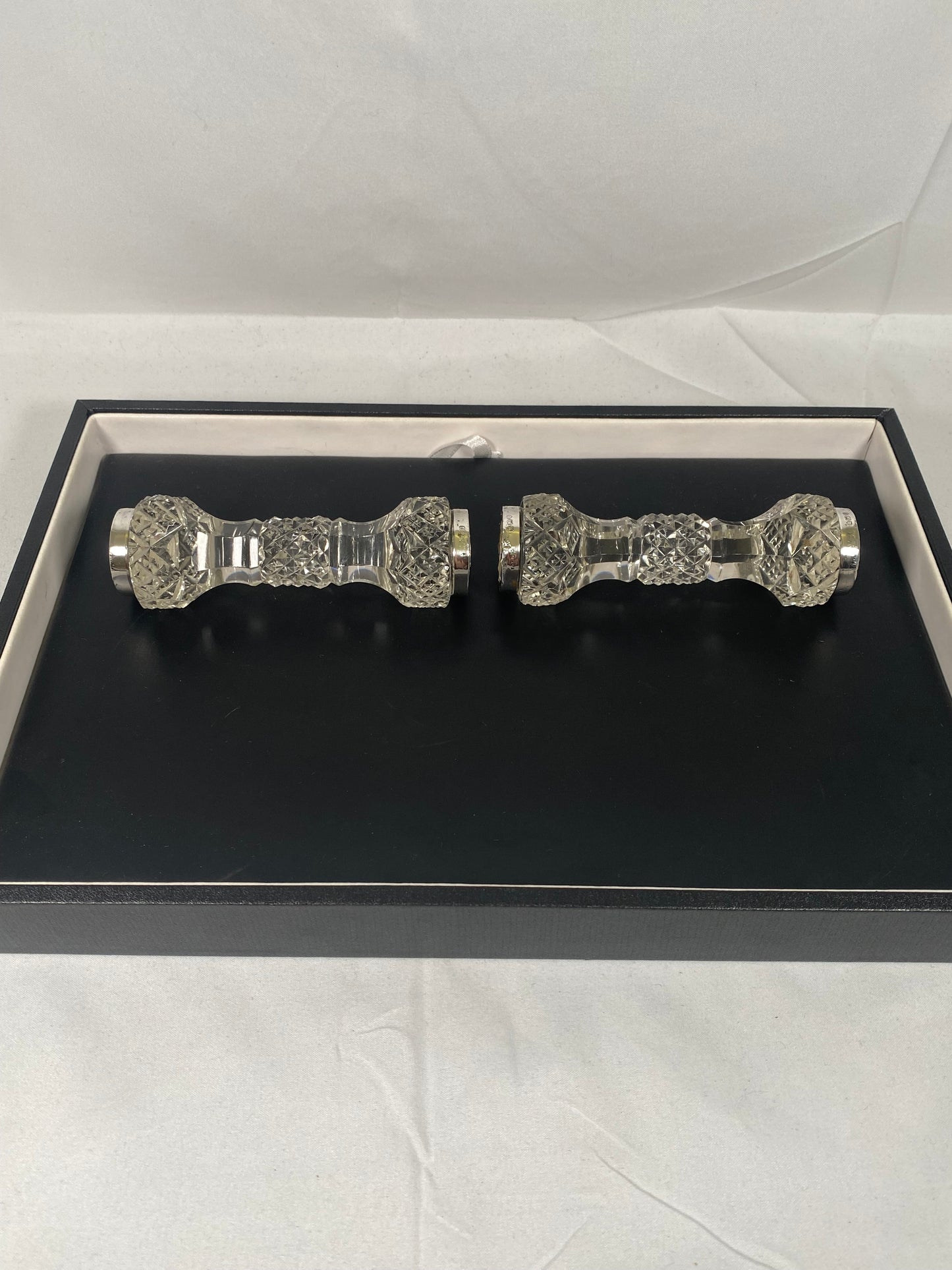 Edwardian Cut Crystal and Sterling SIlver Knife Rests