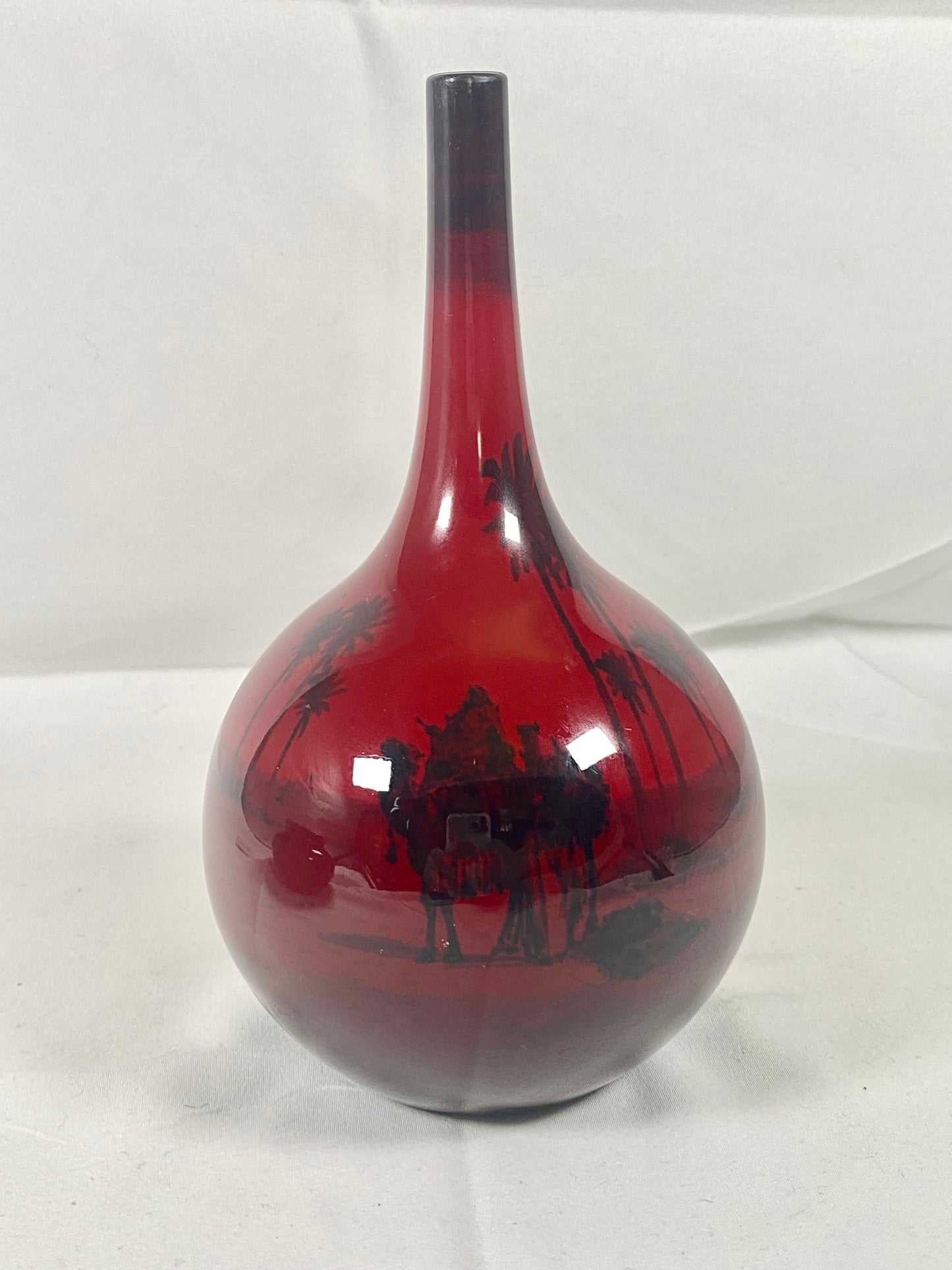 1930s Art Deco Royal Doulton Flambe ware Stemmed Vase, Onion Dome Shaped