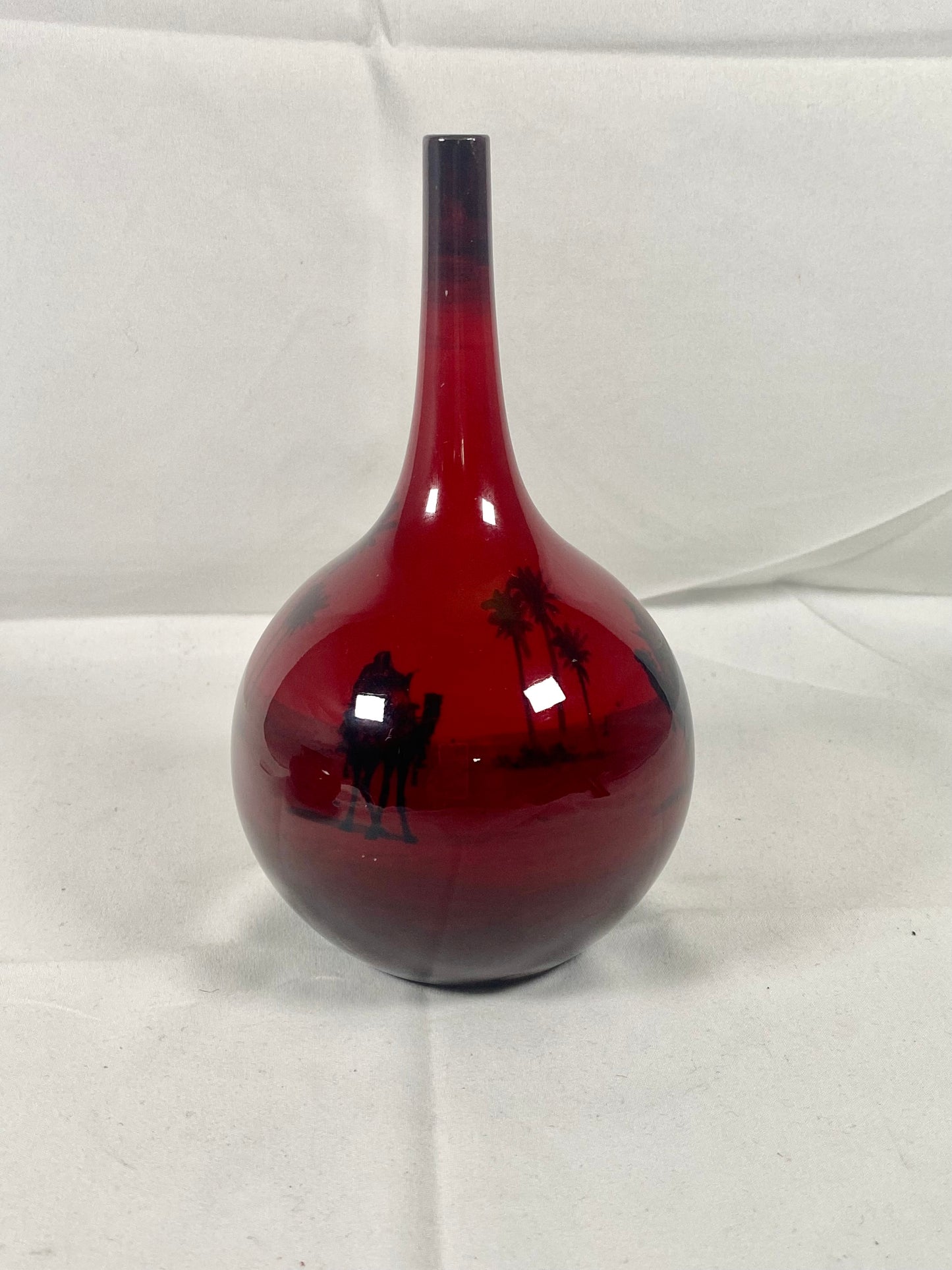 1930s Art Deco Royal Doulton Flambe ware Stemmed Vase, Onion Dome Shaped