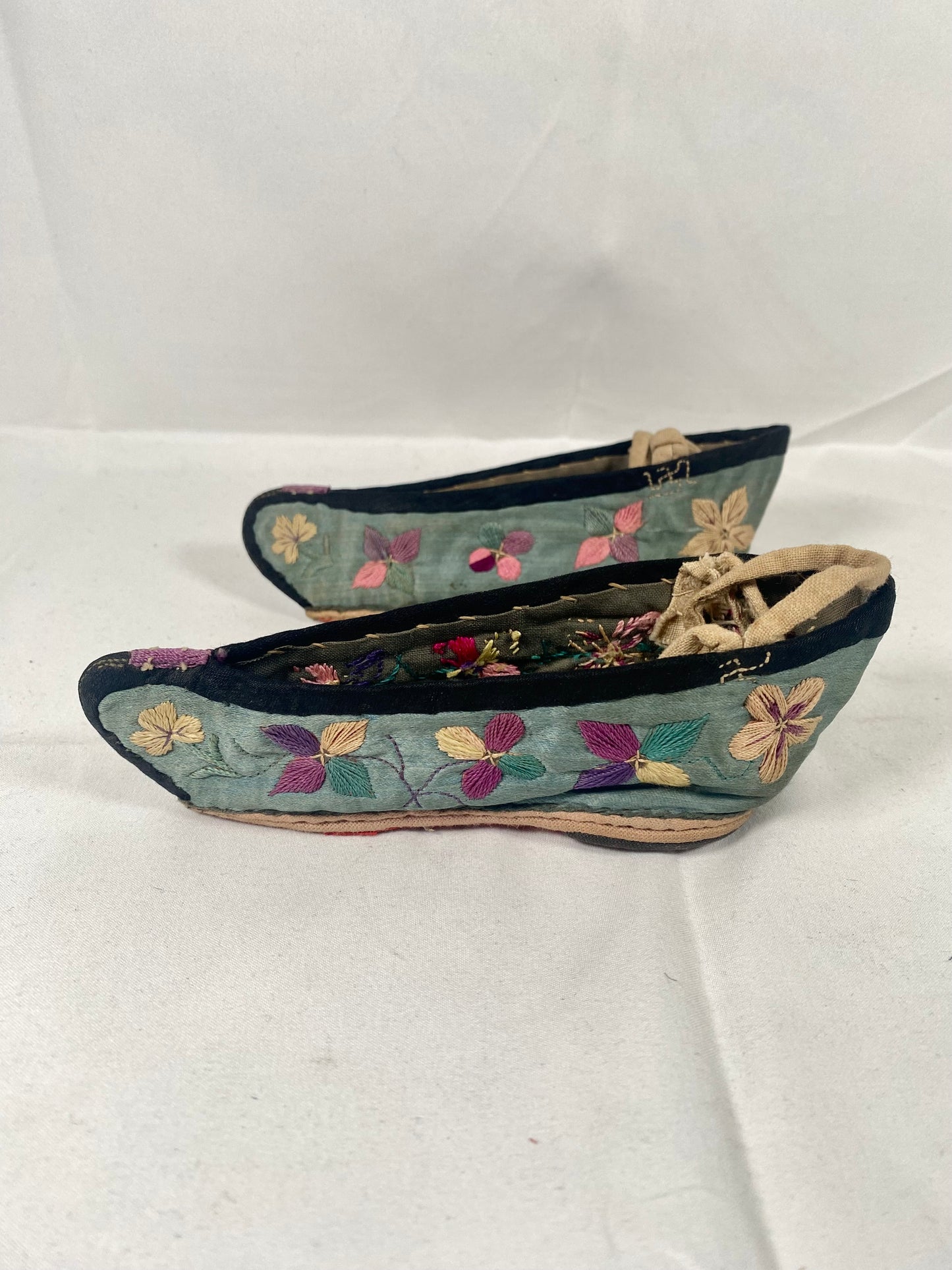 Antique Chinese Lotus / Golden Lily Shoes circa late 19th century with Red Soles