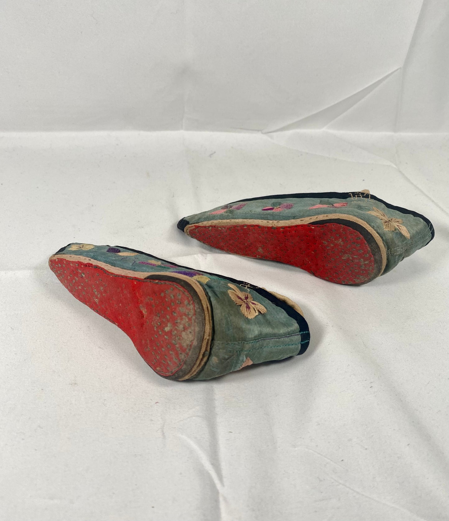 Antique Chinese Lotus / Golden Lily Shoes circa late 19th century with Red Soles