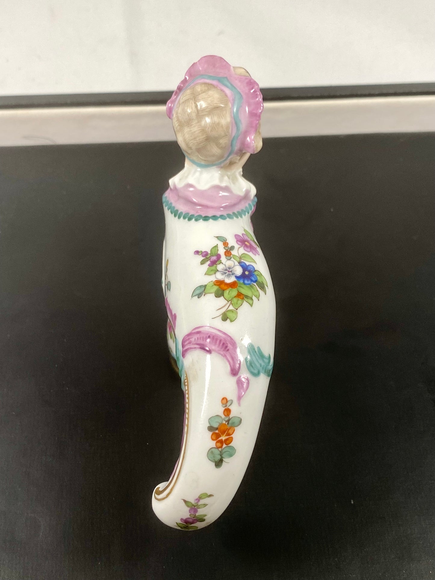 Rare 19th Century Porcelain Figural Veiled Lady Cane or Parasol Handle, Attributed to Meissen