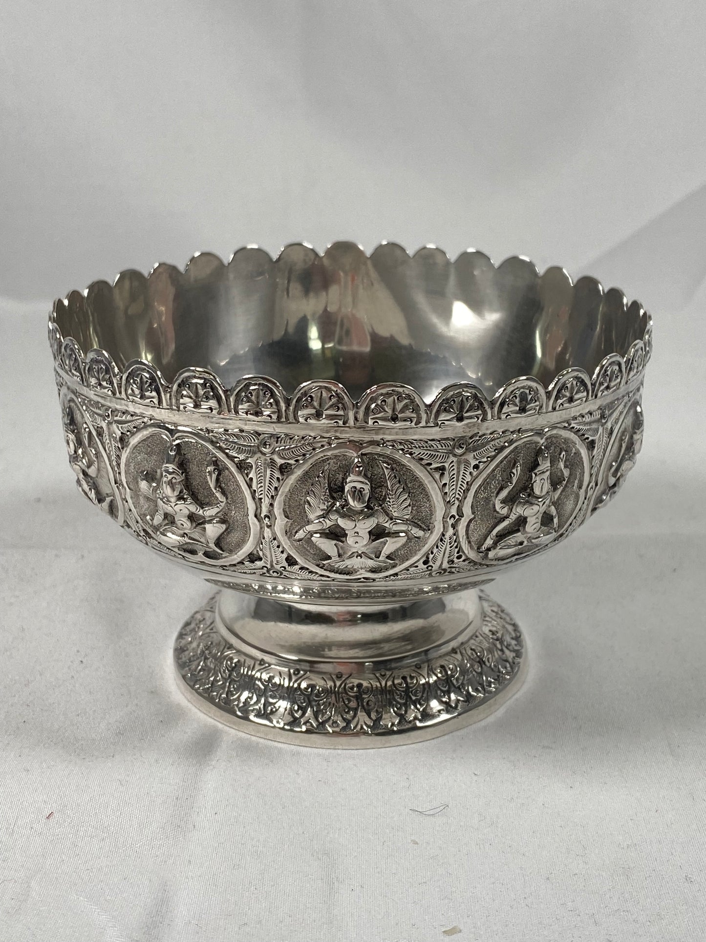 Late 19th century Anglo-Indian .800 to .900 Silver Bowl, Swami Silver