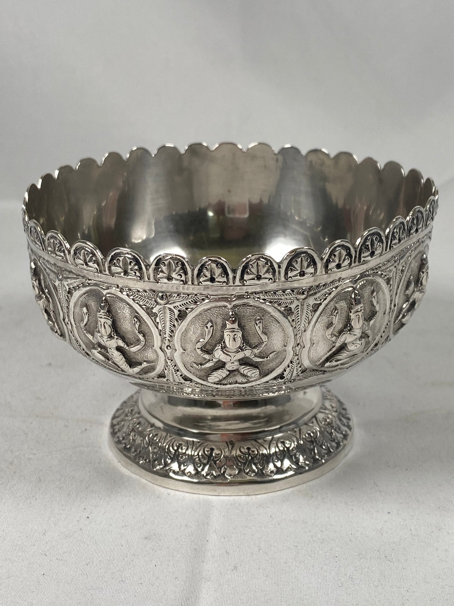 Late 19th century Anglo-Indian .800 to .900 Silver Bowl, Swami Silver