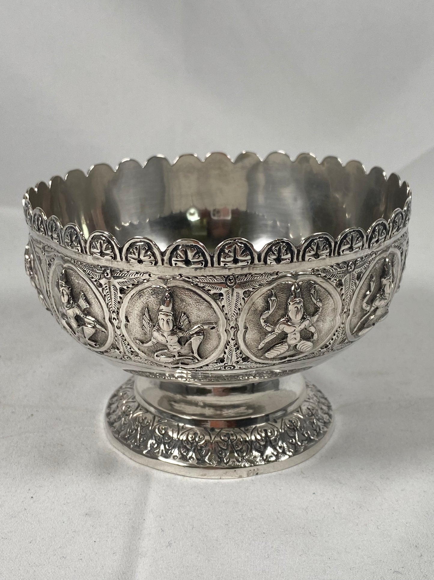 Late 19th century Anglo-Indian .800 to .900 Silver Bowl, Swami Silver