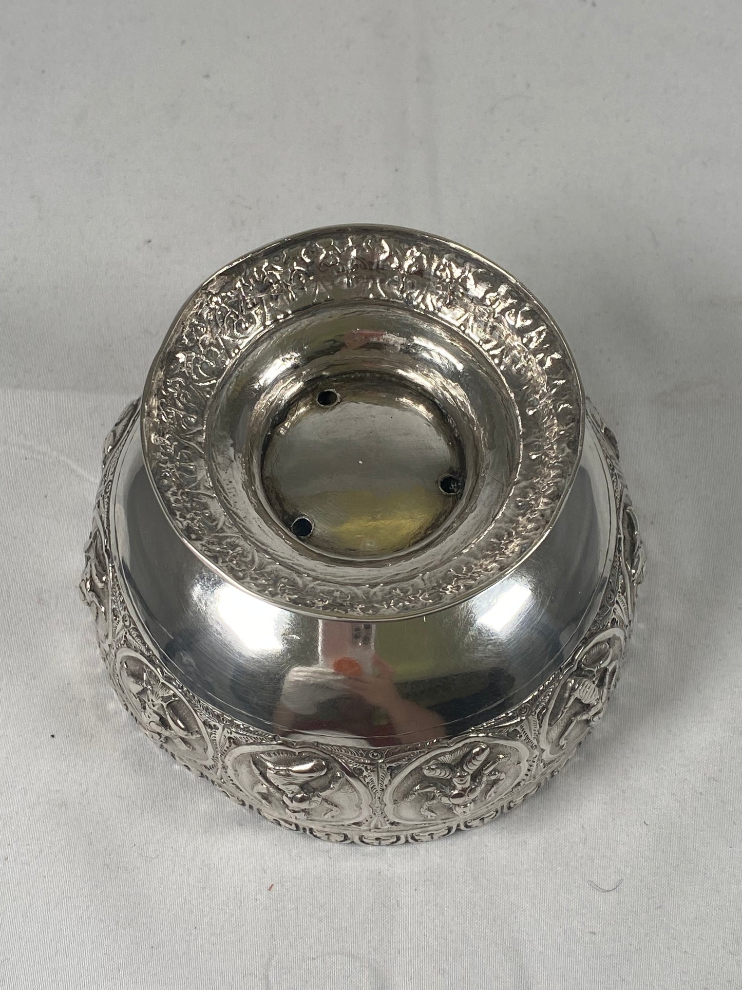 Late 19th century Anglo-Indian .800 to .900 Silver Bowl, Swami Silver